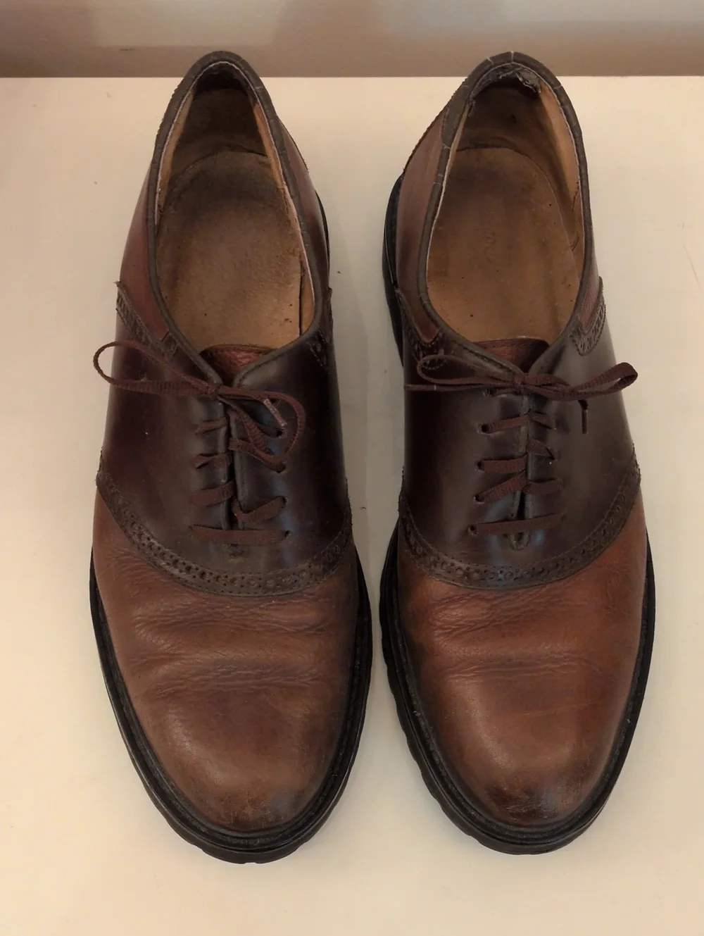 Men's Two-Tone Brown Leather Oxford Dress Shoes